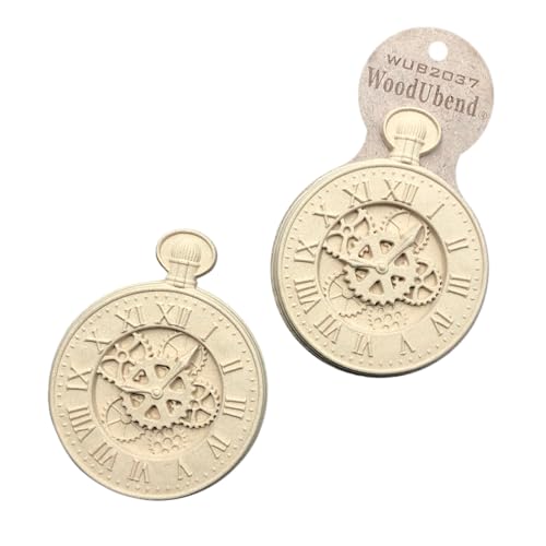 Woodubend WUB2037 Pack of 2 Clocks 12x9.3cm Wood Appliques - Heat Bendable & Flexible Onlays - DIY Craft, Furniture & Home Decor - Easy to Apply & Paint - Versatile + Reusable - size: WUB2037