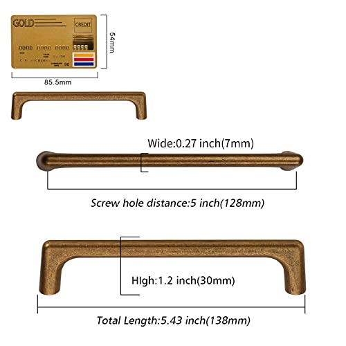 Amerdeco 10 Pack Antique Brass Cabinet Pulls 5" - color: Antique Brass, size: 5" hole center