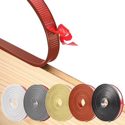RONSEN U-Shape Edge Banding, Self-Adhesive Countertop Edge Trim 16.4ft - color: Brown, size: 12mm (1/2″)