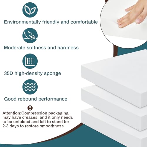 Frienda 3 Pack 3" x 19" x 19" Upholstery High Density Foam Cushion - size: 3 x 19 x 19 Inch