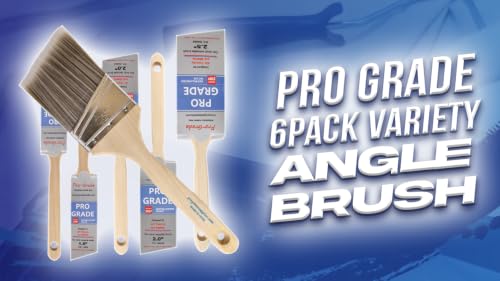 Pro Grade Angle Paint Brushes, Paint Brush Set for Trim & Walls, 6 Pc