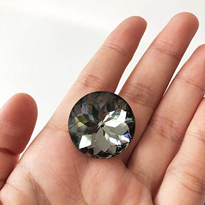25PCS 25mm Crystal Glass Buttons Sewing Rhinestone Buttons (Black ZJ) - color: Black Button(ZJ)