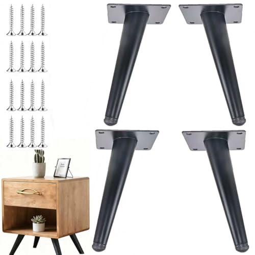 8 INCH Furniture Legs, Set of 4, Black Metal Mid-Century Style Metal Replacement Legs for Chairs, Sofas, Cabinets, Tables, and DIY Projects (Black, 8 INCH) - color: Black, size: 8 inch