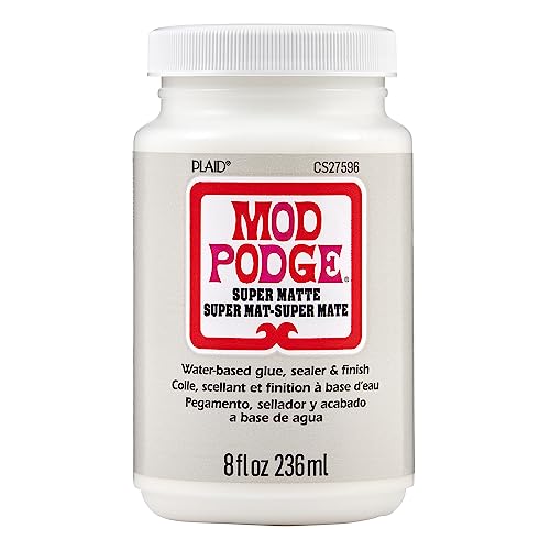 Mod Podge Super Matte, Premium All-in-One Glue, Sealer, and Finish, 8 fl oz, CS27596, 8 oz (236 ml) (Pack of 12) - size: 8 oz (236 ml) (Pack of 12)