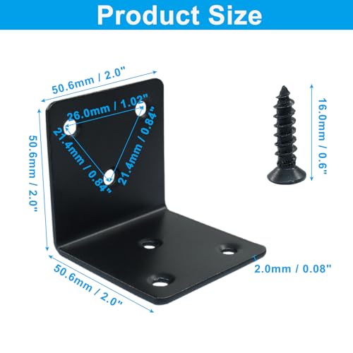 10Pcs 2" Black L Shaped Corner Bracket 50*50mm - style: 10Pcs 2" x 2"