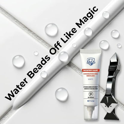 White Silicone Caulk, Waterproof Sealant & Tool Kit, 5.3 Oz