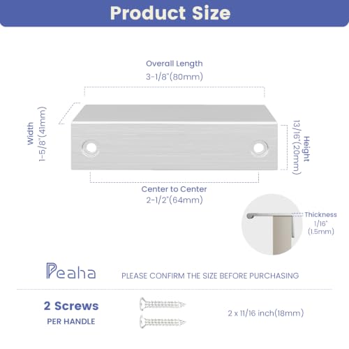 Peaha 25 Pack Kitchen Cabinet Handles 2-1/2" Brushed Nickel Cabinet Pulls - color: Brushed Nickel, size: Hole Centers:2-1/2in(64mm)