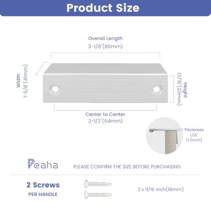 Peaha 25 Pack Kitchen Cabinet Handles 2-1/2" Brushed Nickel Cabinet Pulls - color: Brushed Nickel, size: Hole Centers:2-1/2in(64mm)