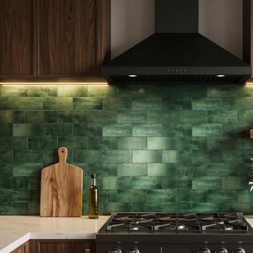 10 Sheets Dark Green PVC Subway Tiles Peel and Stick Backsplash,12''Heat Resistant Stick on Tiles for Kitchen,Waterproof Peel and Stick Wall Tiles for Bathrrom - color: Dark Green