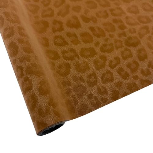 Faux Leather Leopard Roll 32 x 137 cm(12 x 54 inches) Multipurpose Synthetic Faux Leather for DIY Crafts, Earrings, Wallets, Bows, Cosmetic Bags, Handbags - Craft Making Supply (Brown) - color: Brown