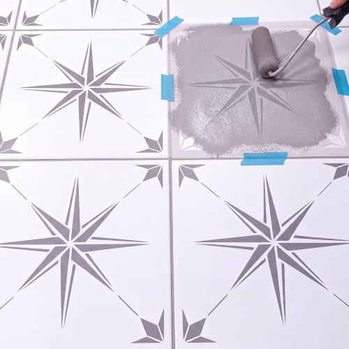 Zonon 4 Pcs 18 in Reusable Tile Stencil for Painting Large Pattern - size: 18 in, style: Compass Star
