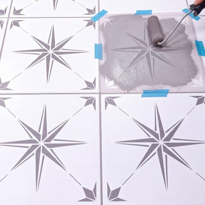 Zonon 4 Pcs 18 in Reusable Tile Stencil for Painting Large Pattern - size: 18 in, style: Compass Star
