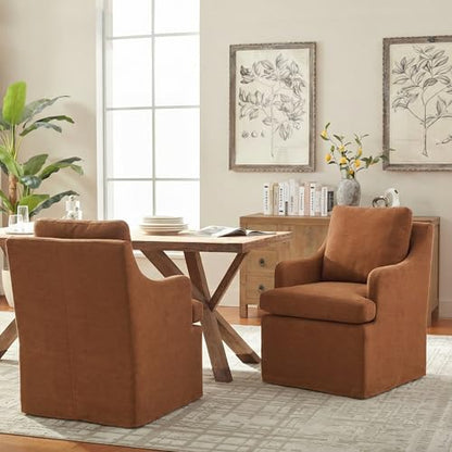VKNOW Upholstered Dining Chairs, Dining Room Chairs with Casters - color: Orange, size: 1