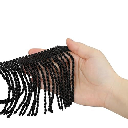 5 Yard Curtain Bullion Fringe Trim-Rayon Tassel Embellishments - color: black