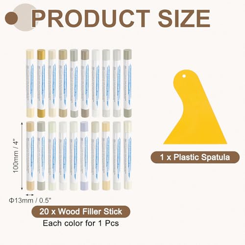 uxcell 20Pcs Wood Filler Sticks 20 Colors White & Light Series - color: White Light Series