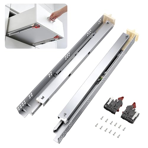 10 Pairs 18" Undermount Soft Close Drawer Slides, Bottom Mount Full Extension Drawer Slides, Zinc Plated Cold Rolled Steel 85 lb Load, Complete Mounting Hardware for Full Kitchen Cabinet Drawers Set - size: 18 Inch, style: Soft Close - 10 Pairs