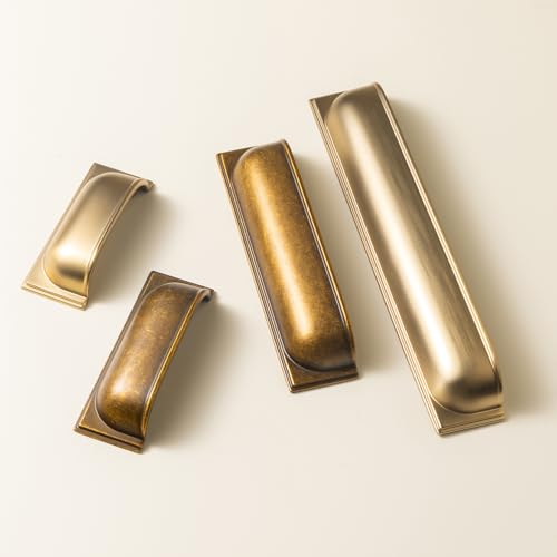 Goo-Ki 6 Pack Champagne Bronze Cup Pulls for Cabinet Zinc Alloy Kitchen Hardware,7-1/2 Inch Hole Center Channing Bin Cup Drawer Pull Handles - color: Champagne Bronze, size: 7-1/2 Inch Hole Center