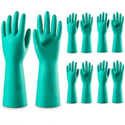 15 Mil Chemical Resistant Nitrile Gloves, Latex free Durable Cleaning Gloves, Resist Acid, Alkali, Solvent and Oil - color: 5 Pair-green, size: Small