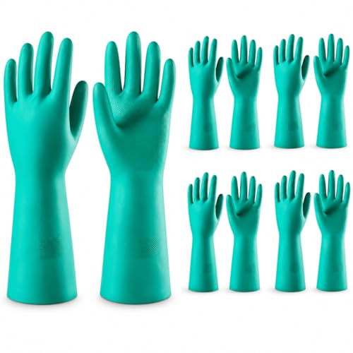 15 Mil Chemical Resistant Nitrile Gloves, Latex free Durable Cleaning Gloves, Resist Acid, Alkali, Solvent and Oil - color: 5 Pair-green, size: X-Large