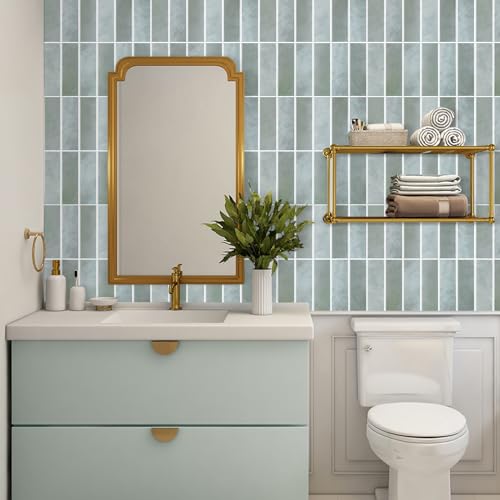 Peel and Stick Tile，New Upgrade Thicker Design Self Adhesive 12" x 12" Large Premium Peel and Stick Backsplash for Kitchen (Sage). - color: Sage