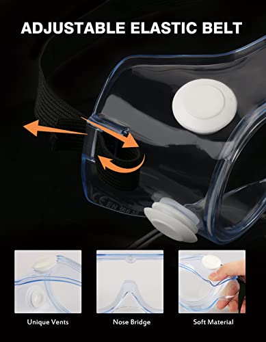 MELASA Safety Goggles ANSI Z87.1 Anti-Fog Protective Lab Goggles Chemistry - color: Clear - 2 Pcs