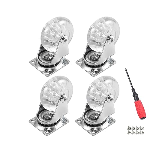 2" Swivel Caster Wheels, 500lbs, Crystal Clear, Set of 4 - size: 2 inch, No Brake
