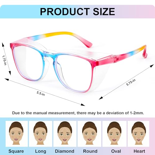 OXG 4 Pack Safety Glasses Anti Fog Goggles, Blue Light Blocking Stylish Safety Glasses for Women Nurses Protective Eyewear - color: Leopard+rainbow+clear+purple