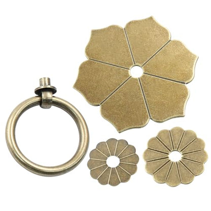 Murtenze Bronze Antique Brass Ring Pulls Handle, 2 Pieces - color: Bronze, Flower-2