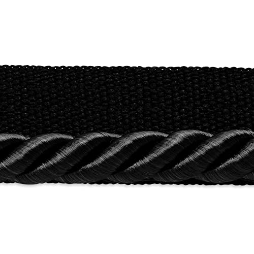 Trims by the Yard Hilda 3/8" Twisted Lip Cord Trim, Versatile Trim for DIY Crafts, Picture Frames, Home Decor, and Fashion Items, 10-Yard Cut, Black - color: Black