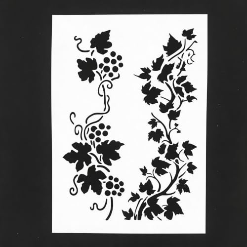 TIAMECH A4 Reusable Grape Vine Leaf Floral Scroll Stencil for Painting - color: Grape Vine Leaf Floral Scroll