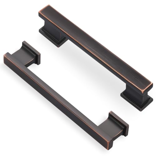 Lardmon 10 Pack 3.75 Inch(96mm) Hole Center Oil Rubbed Bronze Kitchen Cabinet Handles Modern Cabinet Pulls Kitchen Cabinet Hardware Solid Drawer Pulls Handles for Dresser, Total Length 4.72 Inch - color: Oil Rubbed Bronze, size: 3.75 Inch Hole Center