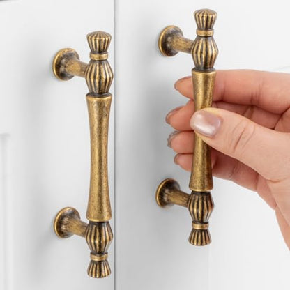 3 Inch Antique Brass Cabinet Pulls 30 Pack French Style P2408 - color: Antique Brass, size: 3" Hole Centers-30 Pcs