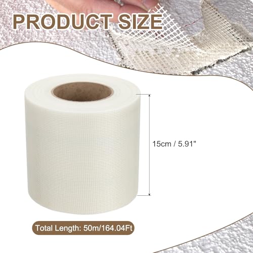 PATIKIL Drywall Repair Mesh Tape, 6 inch x 164 ft Fiberglass Repair Patch Self-Adhesive Dry Wall Joint Tape 12 Mesh Wall Hole Crack and Seam Patch, White - size: 6 inch x 164 Feet