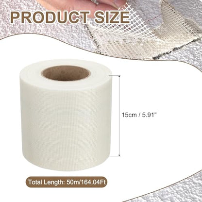 PATIKIL Drywall Repair Mesh Tape, 6 inch x 164 ft Fiberglass Repair Patch Self-Adhesive Dry Wall Joint Tape 12 Mesh Wall Hole Crack and Seam Patch, White - size: 6 inch x 164 Feet