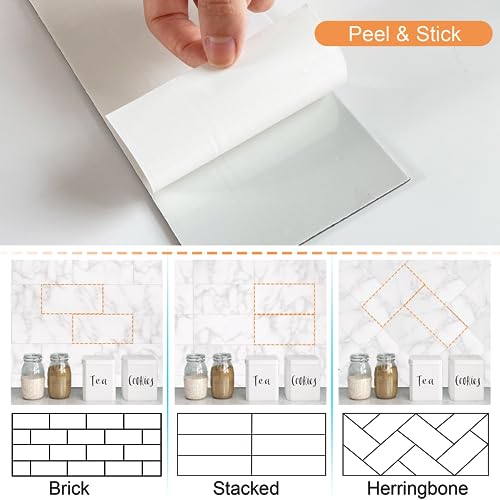 VAOVI Matte Peel and Stick Tiles Bathroom Wall(23pcs,Carrara White) - color: Carrara White