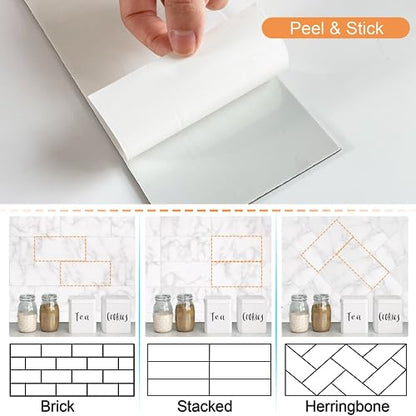 VAOVI Matte Peel and Stick Tiles Bathroom Wall(23pcs,Carrara White) - color: Carrara White