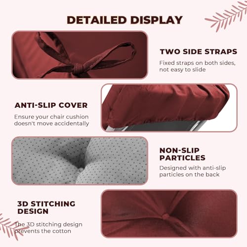 76 x 22 x 4.7 Waterproof Chaise Lounge Chair Cushion Outdoor Red - color: Red, size: 1 Pack