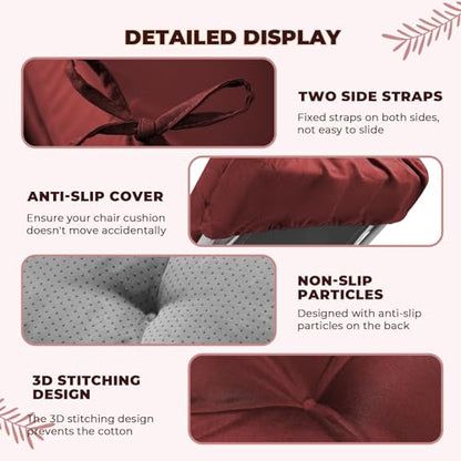 76 x 22 x 4.7 Waterproof Chaise Lounge Chair Cushion Outdoor Red - color: Red, size: 1 Pack
