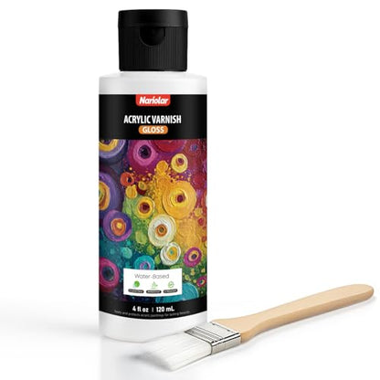 Nariolar Gloss Varnish for Acrylic Painting 4 fl oz /120 ml Fast Drying - style: 4 oz
