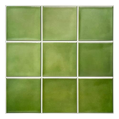 Commomy Matte 3D Peel and Stick Tile 10 Pcs 11.8"x11.8",Green - color: Green Ceramic