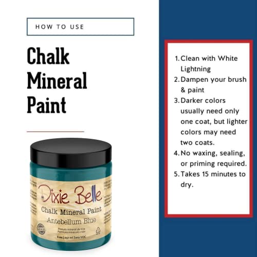 Dixie Belle Paint Company Chalk Mineral Paint - Antebellum Blue (8oz) - color: Antebellum, size: 8 Fl Oz (Pack of 1)