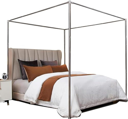 Canopy Bed Frame Twin Size, Post Stainless Steel Four Corner Bed Canopy Poles Mosquito Net Frame Bracket Fit for Metal Bed Wood Bed, Stainless Steel Canopy Bed Frame Twin Size - size: Twin