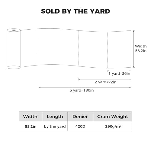 Waterproof Nylon Fabric 420D Twill Fabric by the Yard 58x180 Inch Amy Green - color: Army Green, size: Pre Cut 5 Yard