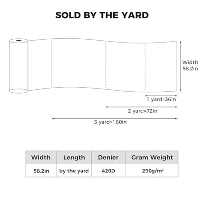 Waterproof Nylon Fabric 420D Twill Fabric by the Yard 58x180 Inch Amy Green - color: Army Green, size: Pre Cut 5 Yard