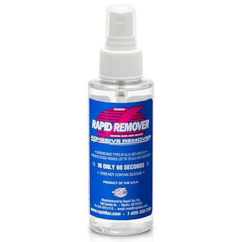 Rapid Remover Adhesive Remover 4oz Sprayer | Removes Most Adhesives in 30–60 Seconds | Safe Water-Soluble Formula | Cold Weather Ready | for Vinyl Wraps, Graphics, Decals, and Stripes - size: 4 oz.