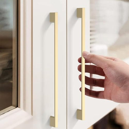 FILTA 10 Pack 8.8 Inch(224mm) Hole Centers Brushed Brass Cabinet Pulls,Stylish Gold Cabinet Pulls Zinc Alloy Cabinet Hardware for Cabinets Cupboard Handles Drawer Pulls - color: Brushed Brass, size: 8.8" Hole Center, style: 10pack