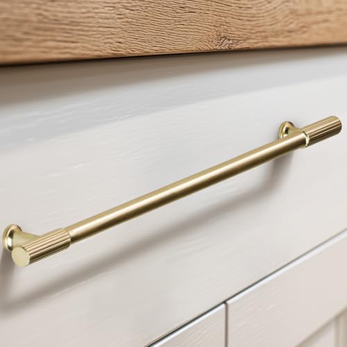 VEHCIL 20 Pack Brushed Gold Cabinet Handles, 7.5" Hole Centers Kitchen Cabinet Pulls Drawer Dresser Handles Cabinet Hardware for Kitchen Cupboard, Solid Zinc Alloy - color: Brushed Light Gold (20PACK), size: 7.5 Inch Hole Center