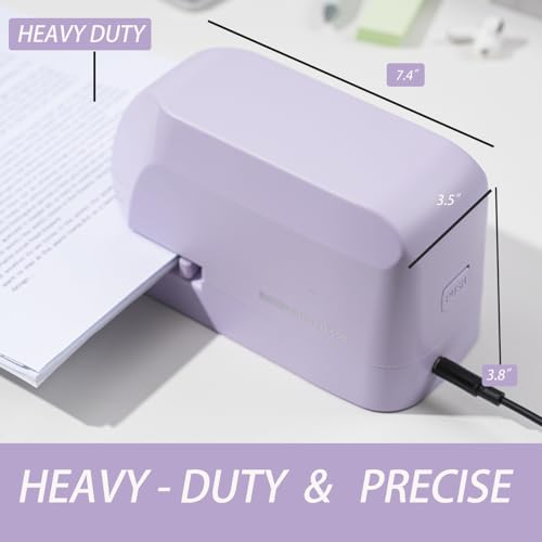 Heavy Duty Electric Stapler Value Pack, 45 Sheet Capacity, Includes 1500 Staples & Staple Remover, No-Jam, Faster Stapling, Automatic Stapler Desktop,AC Adapter Powered (Purple) - color: Purple