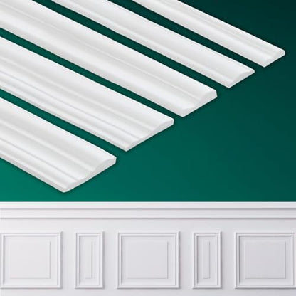Coengwui Peel and Stick Wall Molding, Chair Rail Wainscoting Panel, Finish Trim for Home Decoration (Paintable White, 9.8ft x 2.4in) - size: 9.8ft x 2.4in