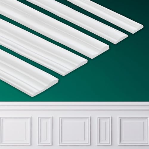 Coengwui Peel and Stick Wall Molding, Chair Rail Wainscoting Panel, Finish Trim for Home Decoration (Paintable White, 19.6ft x 1.3in) - size: 19.6ft x 1.3in